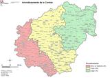Carte des arrondissements de la Corrèze au 1er janvier 2023