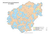 Carte des communes soumises à la réglementation des boisements en Corrèze en mai 2023