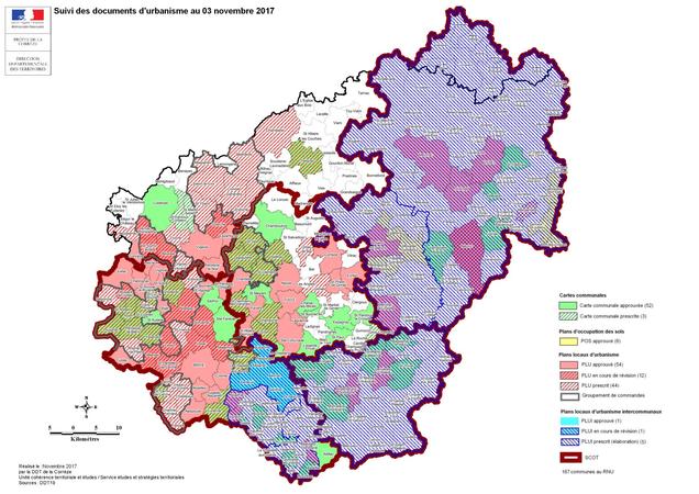 Carte des documents d'urbanisme applicables en Corrèze