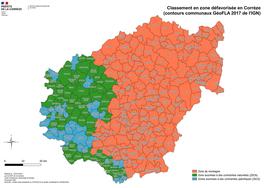 Carte des communes classées en zone défavorisée en Corrèze en 2020