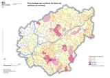 Carte du pourcentage des surfaces de biens de section en Corrèze en 2020